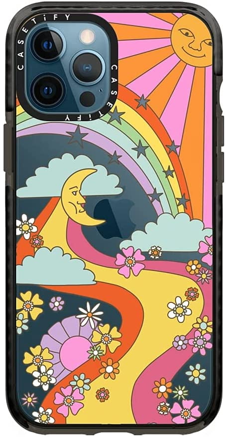 CASETiFY Étui Impact pour iPhone 12 Pro Max - Flower Power Retro - Noir Clair