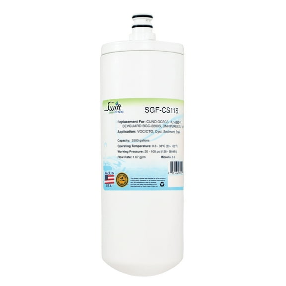Swift Green Filters SGF-CS11S Replacement Water Filter for CUNO OCSCS-11, 55895-01, BGC-2200S, OMNIPURE CELF-1M-P,(1 Pack)