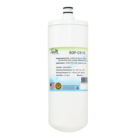 

Swift Green Filters SGF-CS11S Replacement Water Filter for CUNO OCSCS-11 55895-01 BGC-2200S OMNIPURE CELF-1M-P (1 Pack)
