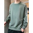 thumbnail image 4 of Ropa para hombre Sudadera con cuello redondo para hombre Sudadera sin capucha blanca Camiseta de cuello redondo empalmada Nueva en color pastel, 4 of 5