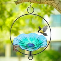 MUMTOP Hanging Bird Bath Feeder for Garden,Wild Bird Water Feeder Outdoor,Glass Hanging Bird Baths Outdoor Wild BirdBath Dish for Garden Yard Patio
