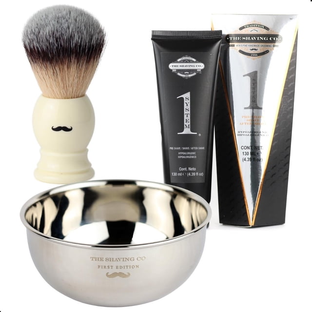 Kit Afeitado The Shaving Co Brocha + Vasija + One System amarillo 1