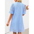 thumbnail image 4 of UoCefik Women's 2025 Summer Short Sleeve Mini Dress V Neck Ruffle Hollow Out Eyelet Lace Dresses Sky Blue XL, 4 of 6