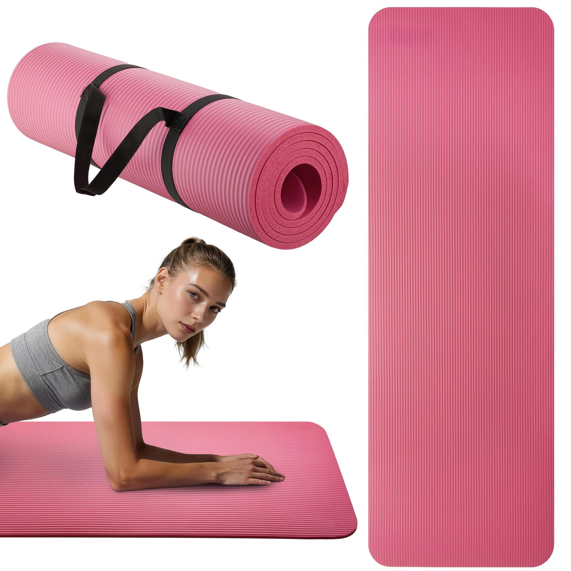 72”x24”x10mm pink NBR yoga mat for exercise pilates stretching meditation