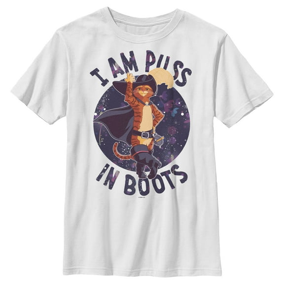 Boy's Puss in Boots: The Last Wish I Am Puss in Boots Graphic Tee White Medium