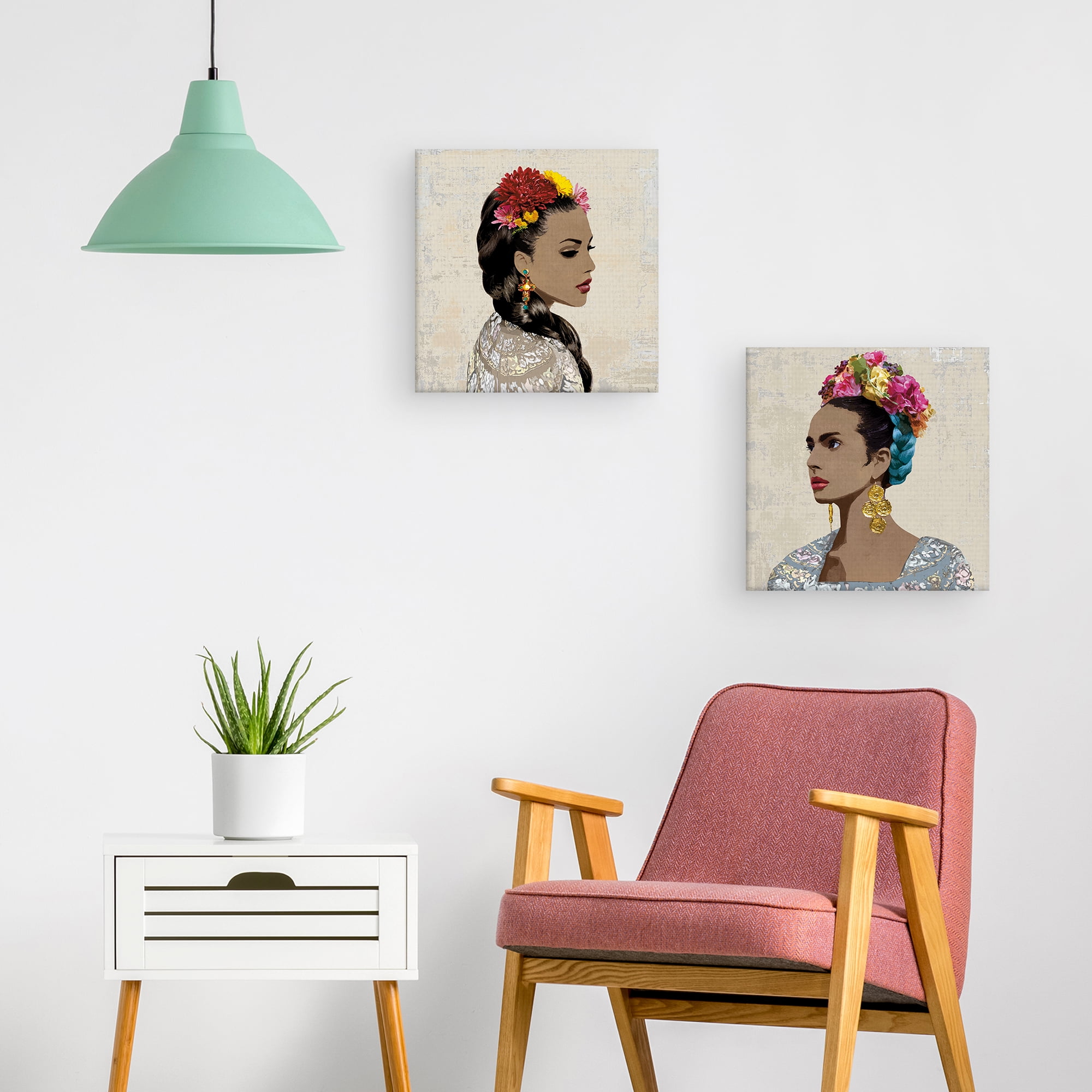 Bonita de Flores, Corona de Flores by Mark Chandon Woman with Flowers Canvas Art Set of 2