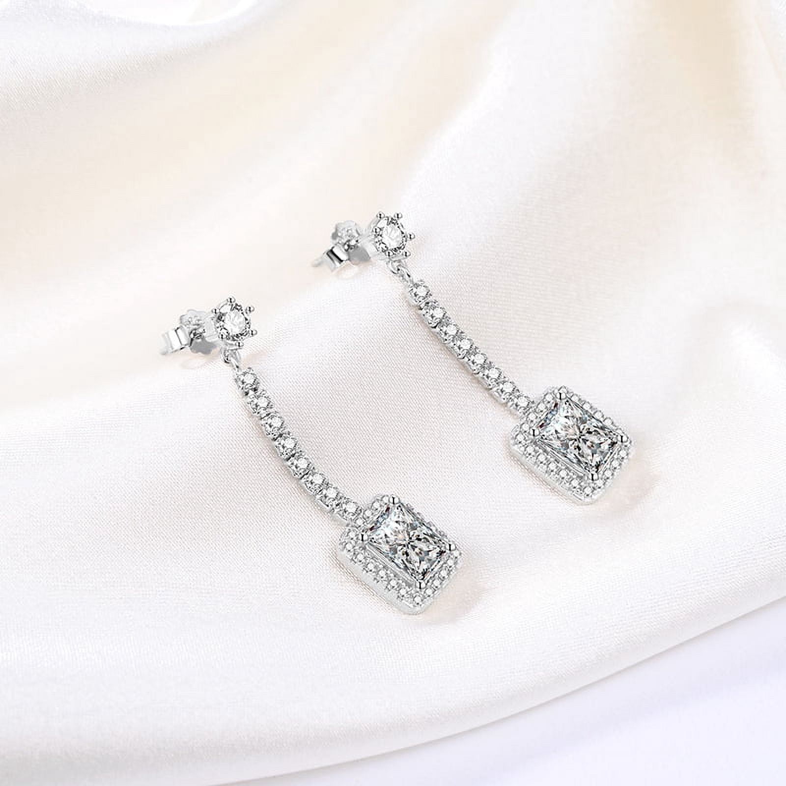 Halo Dangle Earrings for Women Sterling Silver Pink Clear CZ Ginger Lyne Collection