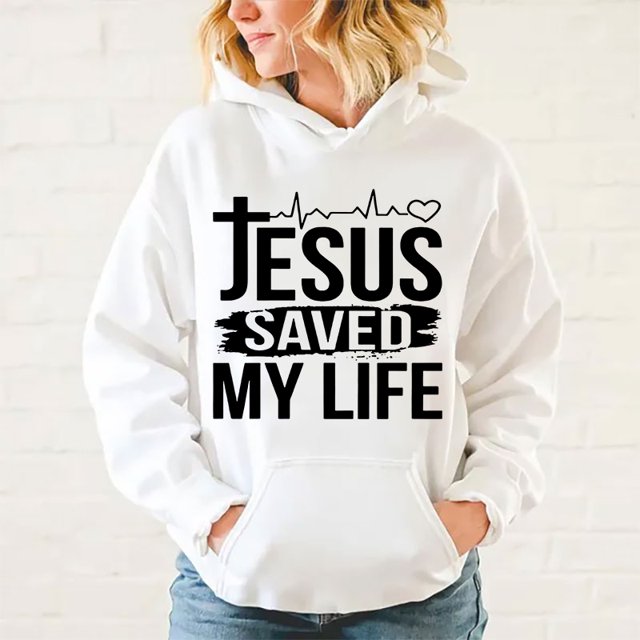 Sudadera con capucha con estampado de Jesús me salvó la vida para mujer y hombre, moda con personalidad, sudaderas informales de manga larga con capucha