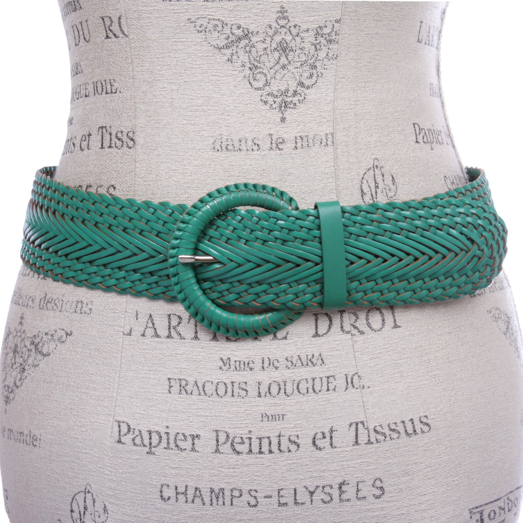 2 Inch Wide Genuine Leather Braided Woven Round Belt