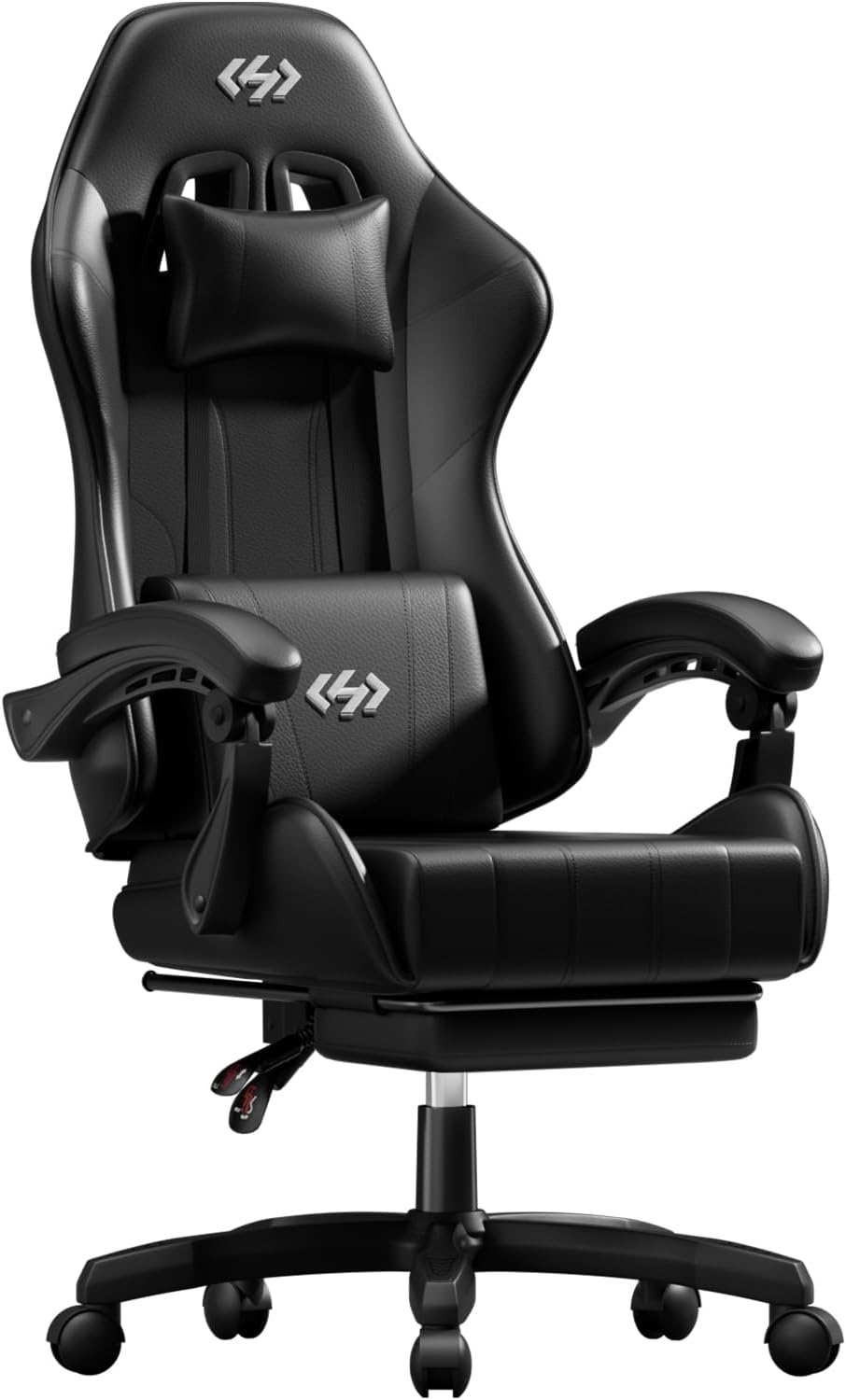 HLDIRECT Ergonomic Gaming Chair with Footrest, Gamer Chair with Lumbar & Headrest, Computer Chair for Adults, Black