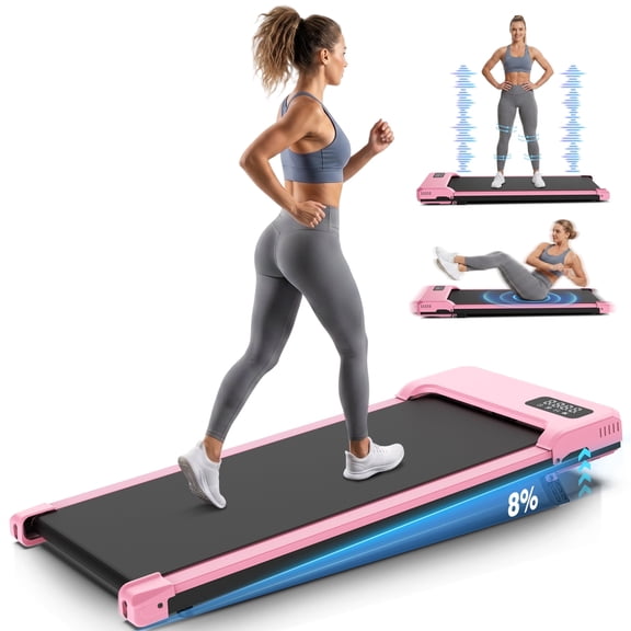 Walking Pad with 8% Manual Incline, 2.5HP Vibration Under Desk Treadmill for Home/Office,300LBS Capacity,Remote Control & LED Display
