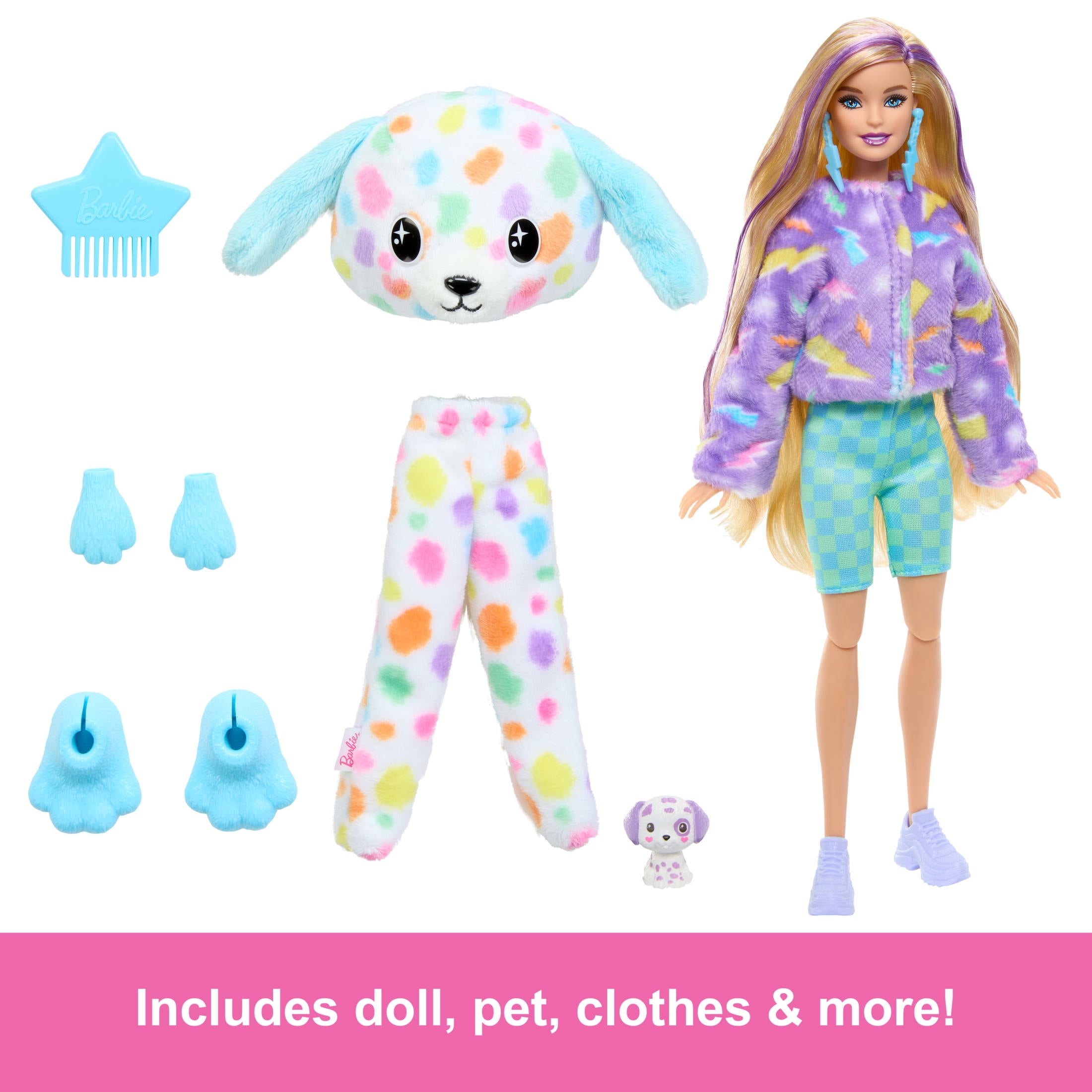 Barbie Cutie Reveal Doll, Dalmatian Costume & Accessories, Color Dream Series with 10 Surprises