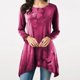 thumbnail image 2 of Camiseta informal con dobladillo irregular y cuello alto estampado de manga larga y cuello redondo para mujer Pompotops  gfhjh16886, 2 of 5