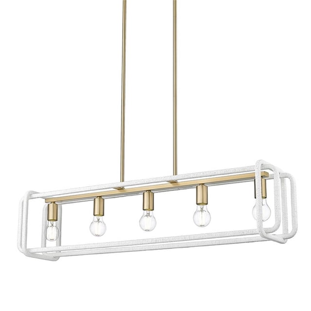 Camden Linear Pendant in Brushed Champagne Bronze with White Raphia Rope