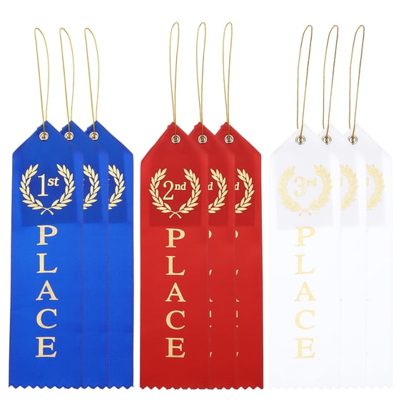 Uxcell Award Ribbons, 1st to 3rd Winner Ribbons with Even Card and Rope, 3Color 9Pcs