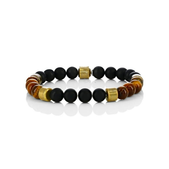 Beaux Bijoux Stainless Steel Men's 8mm Genuine Bead Bracelet - Beaded Bracelet - Fine Jewelry for Him