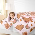 thumbnail image 3 of Erosebridal Girls Personalized Initial B Cute Capybara Full Size Comforter Sets 3 Pieces For Kids,Cartoon Fruit Orange Watermelon Flowers Bedding Sets,Pink Reversible, 3 of 7