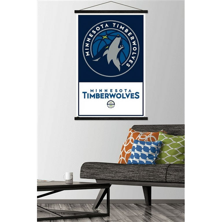 NBA Minnesota Timberwolves - Logo 21 Wall Poster with Wooden Magnetic Frame, 22.375 inch x 34 inch, EBPOD21678BCHMFEC