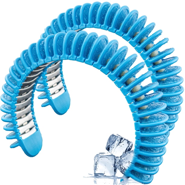 Banda de cuello refrescante para aire acondicionado portátil personal, envoltura evaporativa con rejillas de ventilación de aluminio, ideal para deportes al aire libre y alivio del calor (2 piezas)