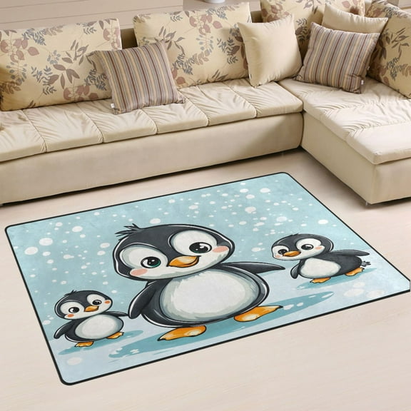 Ryvnso Penguins and Snow Area Floor Mat Non-Slip Carpet Soft Rugs Doormats 31" x 20"