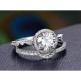 thumbnail image 3 of 2 Carat Halo Moissanite and Diamond Bridal Ring Set in 10k White Gold, 3 of 5
