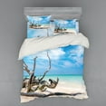 thumbnail image 2 of Ambesonne Landscape Bedding Set 3 Pcs, Seascape Sandy Beach, Twin XL, Turquoise Sky Blue, 2 of 3