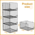 thumbnail image 4 of Huxidaja 4-Tier Stackable Metal Wire Closet Organizer and Storage Shelves, Foldable Carbon Steel Wire Clothes Baskets for Wardrobe, Black, 4 of 10