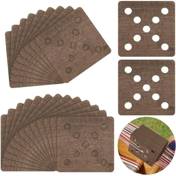 24Pcs Square Weaving Cards 1.97Inch 9 Holes Wood Tablet Weaving Cards Wood Loom Cards Handmade Weaving Tool Weaving Supplies for Knitting Loom or Inkle Loom Accessories Coconut Brown