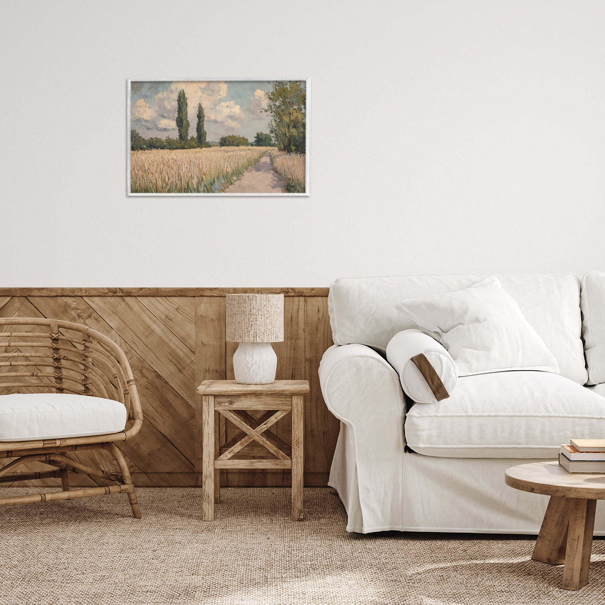 Stupell Industries Summer Path Between Poplars White Framed Giclee Art, design by Petal Prints Design