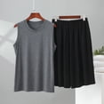 thumbnail image 2 of BaoFuBaoMei Pajamas for Men 2 Piece Set Big and Tall Crew Neck Lounge Sets Tank Top and Shorts Sleepwear Sets Comfy Soft Loungewear with Pockets, 2 of 5