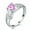 Pink, variant on Women Shape Heart Platinum Plated Blue Moissanite Mot 'S Day Ring