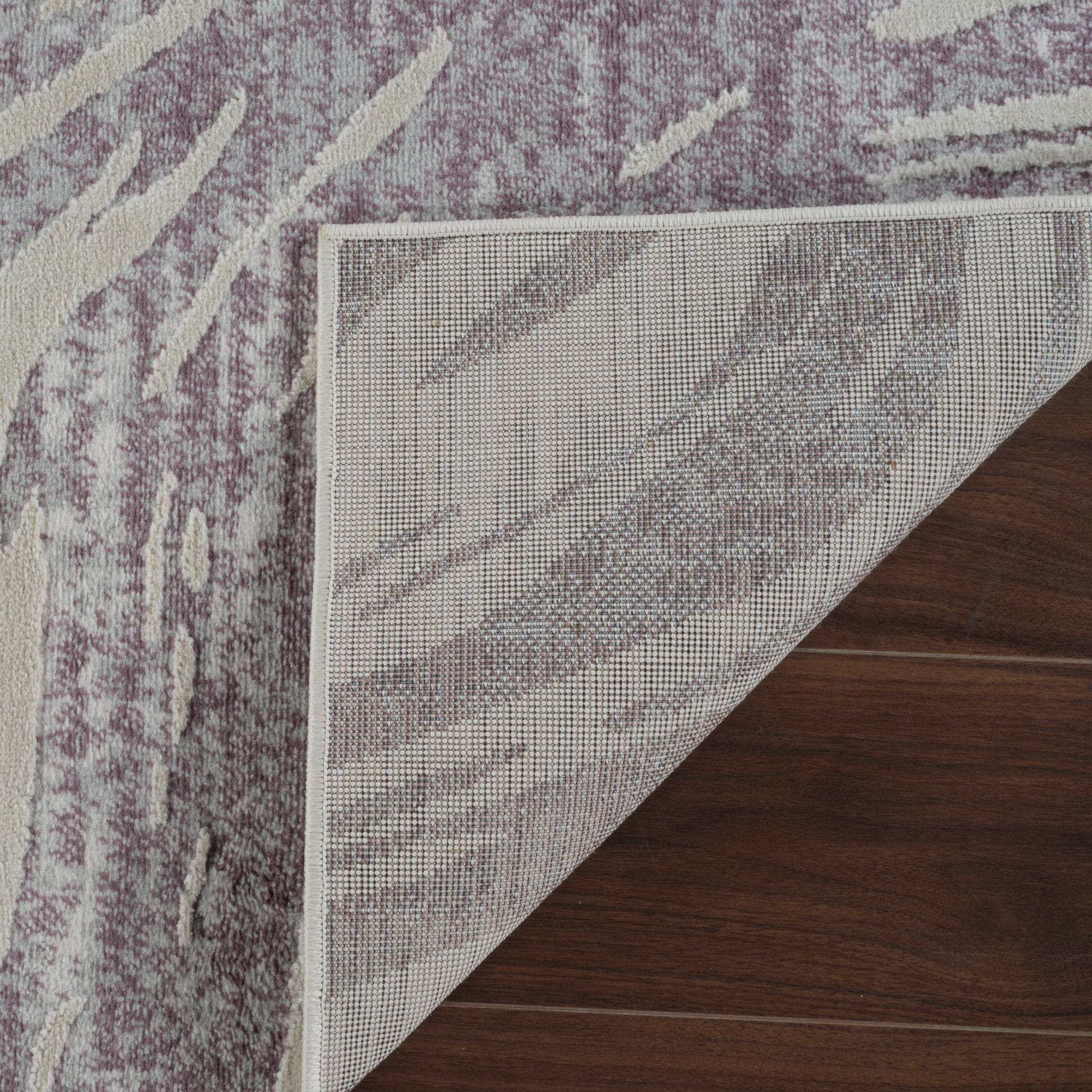 Tapis d'interieur abstrait Rug Branch Nomad, beige violet, cotier - Salon, chambre, salle a manger et cuisine