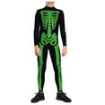 thumbnail image 2 of WERYOUNG Girls Boys Onesie Casual Skeleton Printed Long Sleeve Round Neck Zip-Up Stage Performance Tights Halloween Jumpsuit Classic Birthday Party One-Pieces,Green,L, 2 of 4