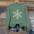 thumbnail image 5 of SYMOID Womens Christmas Glitter Snowflake Oversized Crewneck Sweatshirt, Green, 100% Cotton Long Sleeve Festive Pullover,Size M, 5 of 6