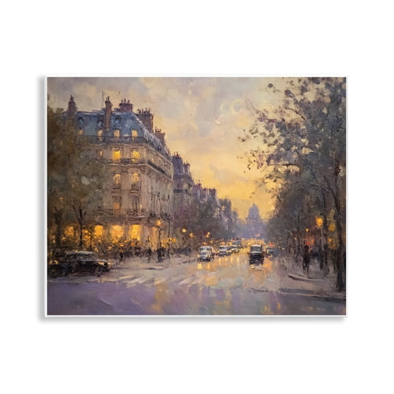 Stupell Industries Vintage City Street View Cityscapes Painting Unframed Art Print Wall Art, 14 x 11