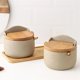 thumbnail image 3 of Tarro de Condimentos de Arcilla Estilo Japonés con Tapa de Bambú y Cuchara, para Cocina, Azúcar, Sal y , 1 Unidad., 3 of 5
