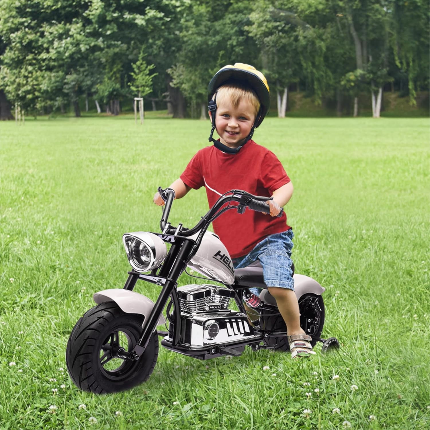 Rugerasy 36V 350W Ride On Off-Road Motorcycle,Electric Dirt Bike for Teens,Fast Speed 16.5mph with Music,Spring Suspension,Led Light,White