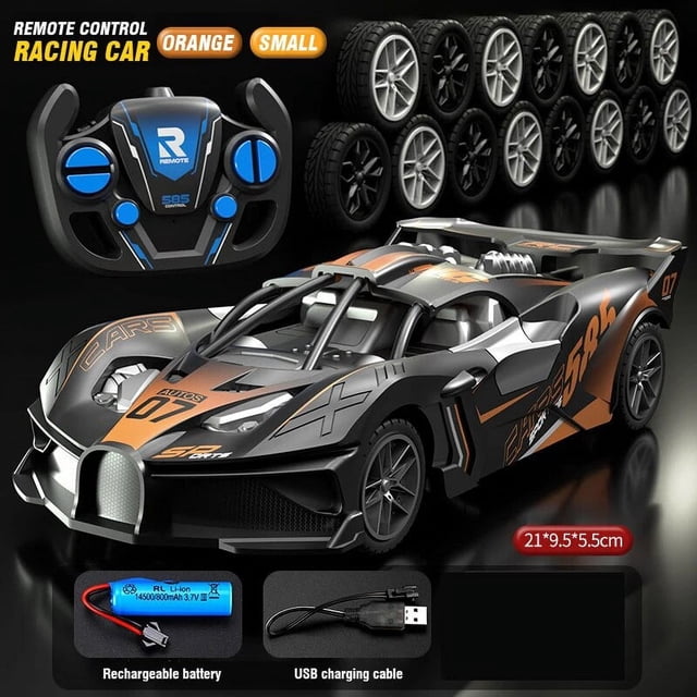 1/20 Mini Racing Car Rc Drift Cars Auto Remote Control Sports Car Toy Car Model Electric Machine for Boys Children Kids Gifts Orange 21cm
