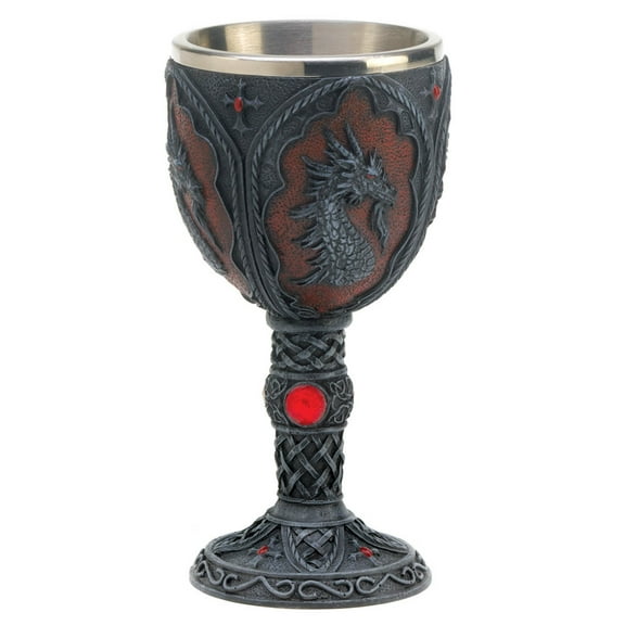 Zingz & Thingz Royal Dragon Goblet Cup - 7.25" - Gray and Brown