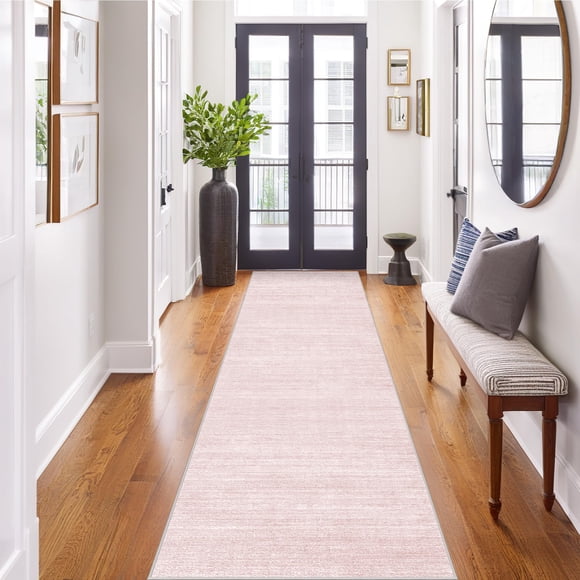 Alfombra Runner Art&Tuft 61 x 183 cm, antideslizante, lavable, rosa claro