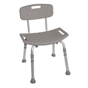 Bath Bench with Back Adjustable Legs Height, Lightweight Shower Bench with Non-slip Seat, Gray By Healthline Trading