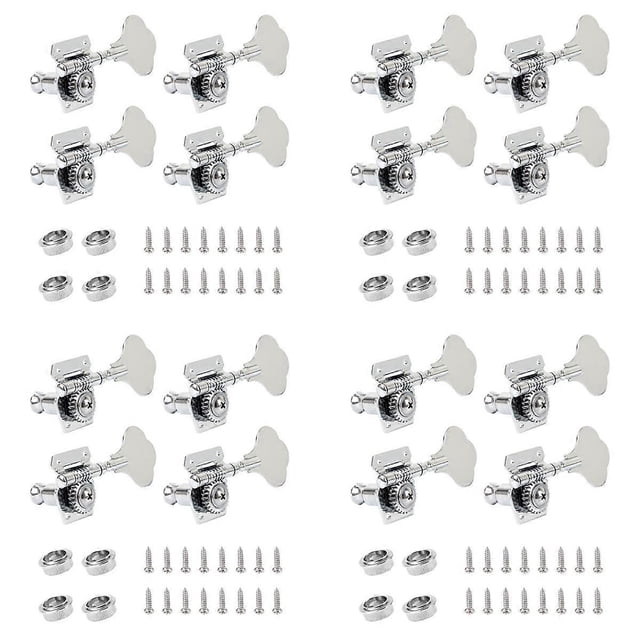 4Pcs Guitar Tuning Pegs Electric Bass Guitar Gear Tuning Pegs Silver