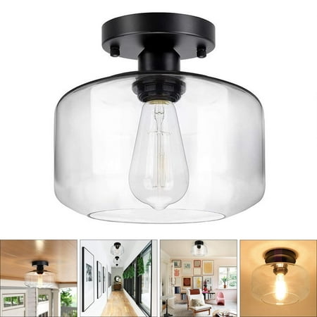 

Semi Flush Mount Ceiling Light Ceiling Light Fixture Farmhouse Light Fixture with Clear Glass Lamp Shade for Dining Room Bathroom Corridor Passway