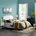 thumbnail image 2 of Modern Contemporary Urban Design Bedroom Queen Size Platform Bed Frame, Fabric, White, 2 of 5
