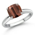 thumbnail image 2 of Gem Stone King 10K White Gold Red Tiger Eye Solitaire Engagement Ring for Women (2.00 Cttw, Cushion 8MM, Gemstone Birthstone, Available in Size 5, 6, 7, 8, 9), 2 of 4
