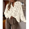 thumbnail image 4 of PRETTYGARDEN Women's Dressy Casual Lace Blouse Long Sleeve Button Up Shirts Tops Spring Fall Fashion Clothes, 4 of 9