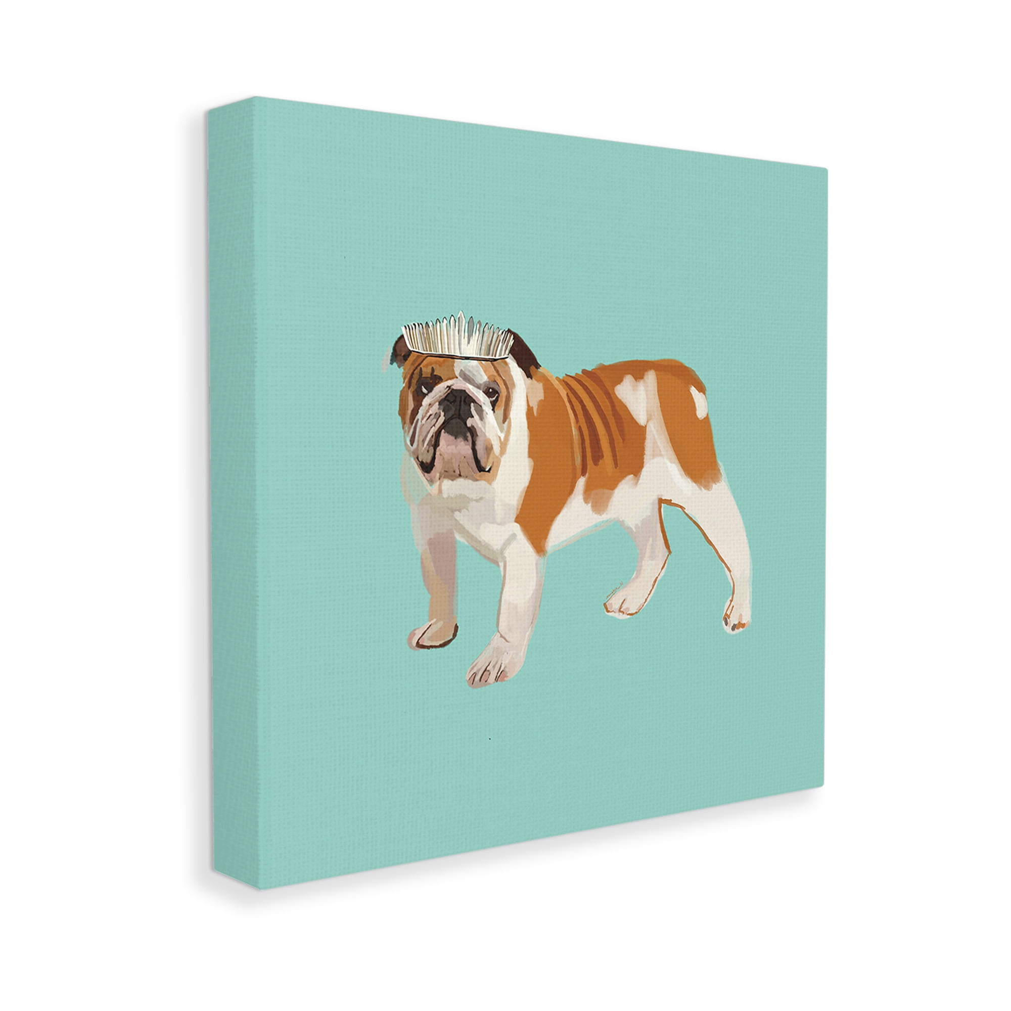 Stupell Industries Bulldog Wearing Tiara Animals & Insects Painting Gallery Wrapped Canvas Art Print Wall Art, 17 x 17