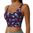 thumbnail image 2 of Honeii Peacock Feathers3 patten Workout Crop Tank Top for Women Yoga Tank Tops Athletic Sports Shirts Exercise Undershirts,Sports Bra,Sports vest-, 2 of 8