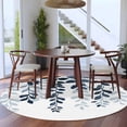 thumbnail image 4 of Navy Blue Ombre Botanical Large Area Rugs for Bedroom Living Room, Soft Non Slip Carpet Bedside Rug, Watercolor Pastoral Leaf Round Floor Cover Kitchen Accent Rug 5' for Dining Room/Office, 4 of 9