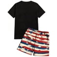thumbnail image 5 of GrmtClth Mens Usa Flag 2 Piece Outfits Independence Day 4th Of July T-Shirt and Shorts Set Summer Short Sleeve Outfit Trendy Elastic Drawstring Clothes Wine 2XL, 5 of 5